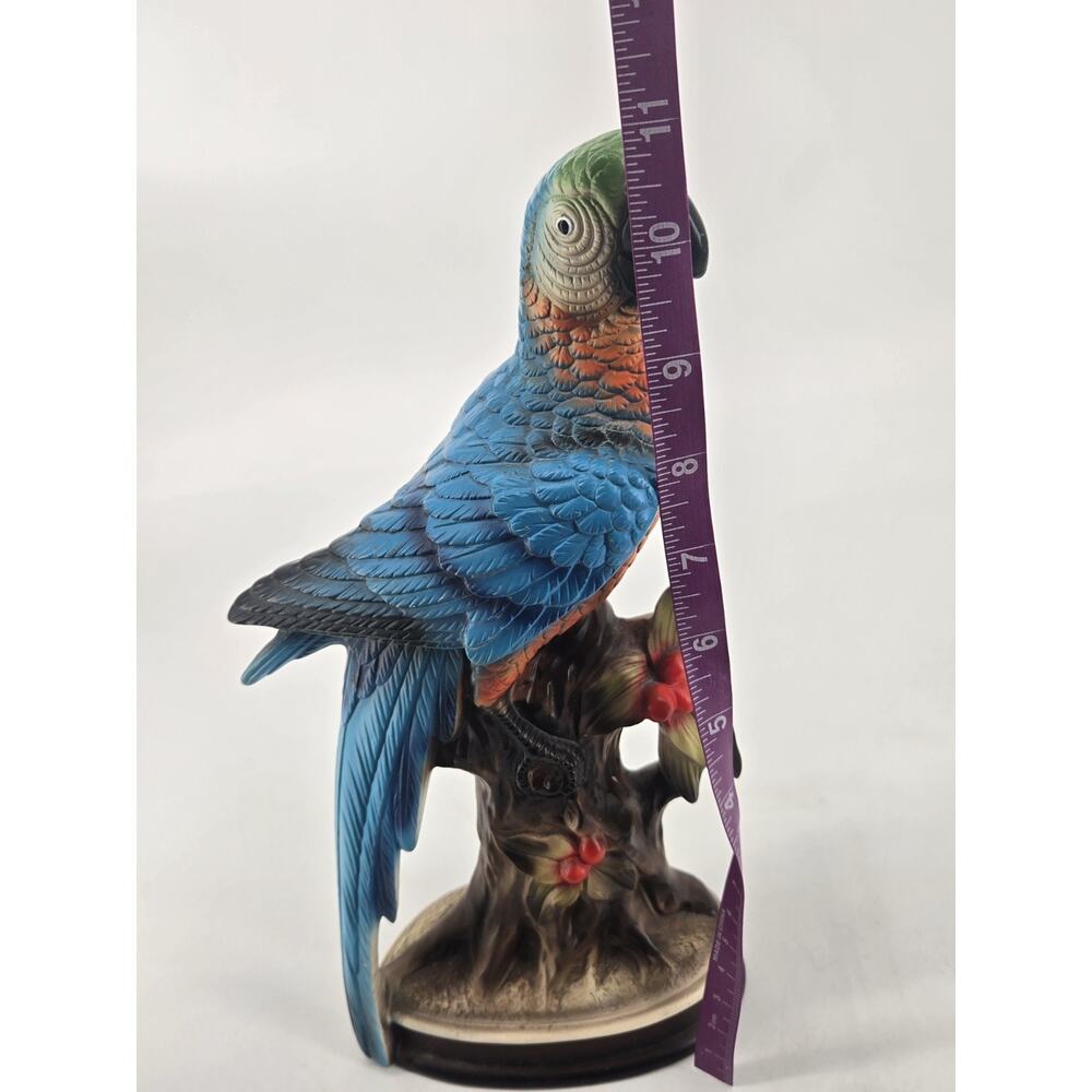Mid Century 1960s Japanese Ceramic Blue Macaw Parrot Figurine Vintage 11 Inch - Picture 9 of 12